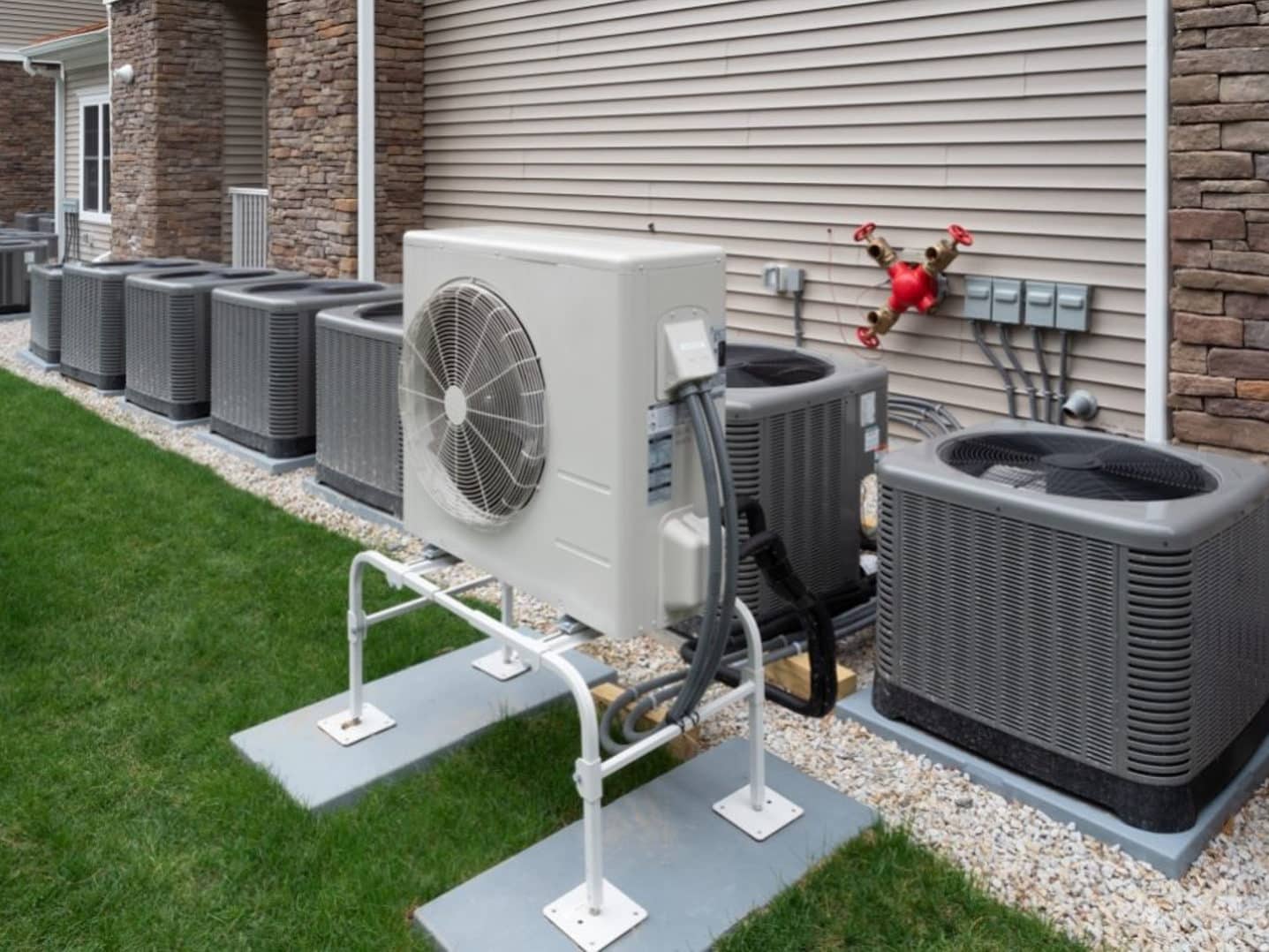 new ac installation and outdoor heating unit