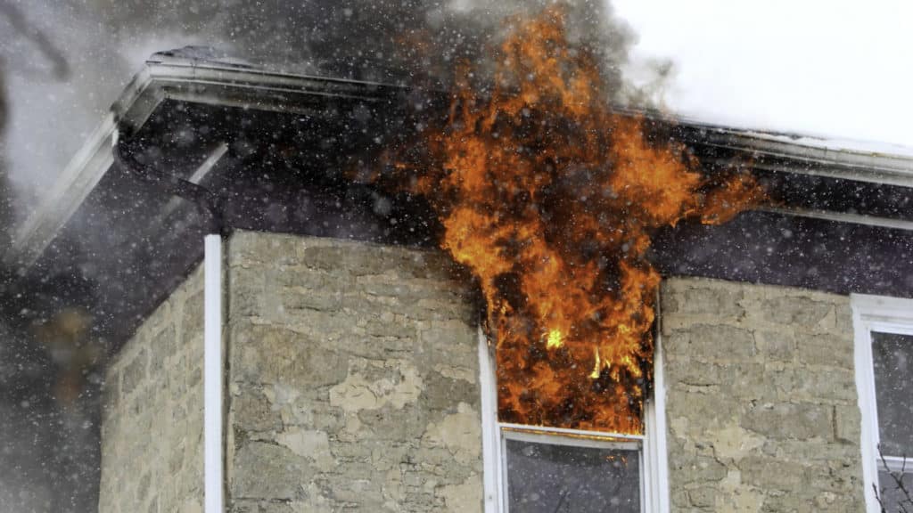 home fire caused by misused heaters during winter